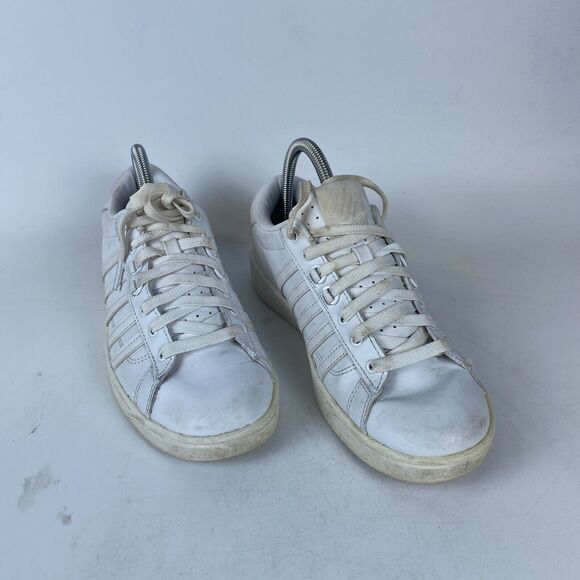 K-Swiss Hoke CMF Low Top Sneakers Women Size 7 White Leather Lace Up 93615-101-M - Picture 1 of 10